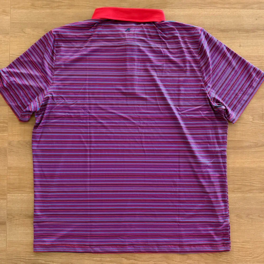 REDVANLY Mens XXL Archer Polo Shirt‎ Rio Striped Short Sleeve Active Wear NWT